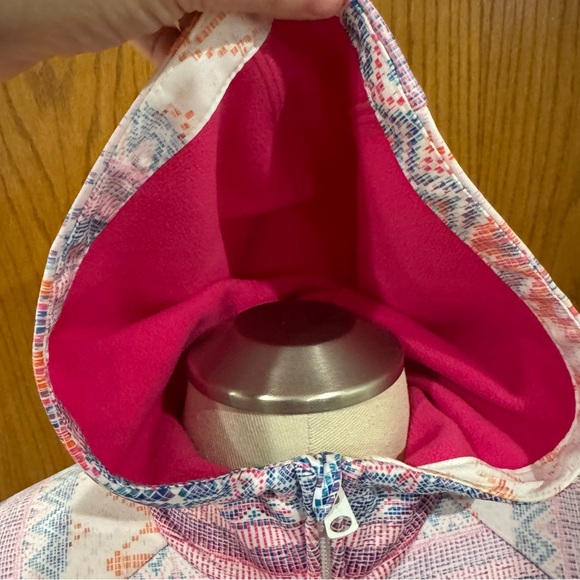 EUC Burton Colombo Light Ski Jacket Pink Fleece with Aztec Pattern Zip Up Snow - Picture 5 of 13